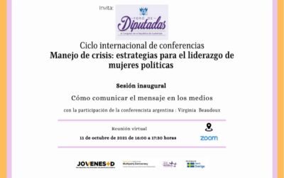 Preparación de mensajes para los medios, con diputadas de Guatemala y LATAM